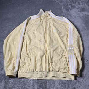Adidas Womens Retro Pale Yellow Windbreaker Size Small Track Outdoor Casual